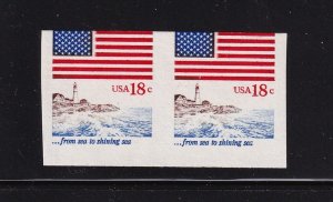 1981 Imperforate pair Sc 1890a 18c Flag Shining Sea coil error MNH (Q2