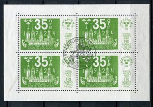 SWEDEN; 1974 early Stockholm Expo issue fine used SHEET CTO