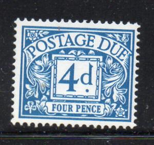 Great Britain Sc J74 1969 4d bright blue postage due stamp mint NH