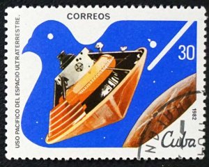 CUBA Sc# 2505 PEACEFUL USE OF OUTER SPACE Venera & heat shield 30c 1982 used cto