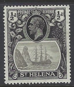 St Helena, Scott #79; 1/2p King George V, MH