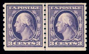 MOMEN: US STAMPS #394 LINE PAIR MINT OG NH VF 2 PF CERTS