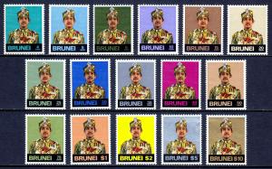 BRUNEI — SCOTT 194-209 (SG 218-233) — 1974 SULTAN SET — MNH — SCV $25.15