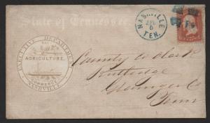 $Nashville Tenn. Executive Dept. Agriculture scarce cachet Civil War era cover