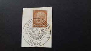 Germany 1937 Paul von Hindenburg - On card  Good Stamp Used