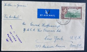 1941 Kingston Jamaica Womens Internment Camp Airmail Cover to New York USA