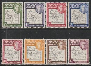 1946 Falkland Islands - Sc 1L1-1L8 - MH VF - 8 single - Reprint of Map