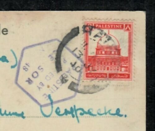 Haifa Palestine 1940 double censor & postage Due T cachet postcard to Egypt