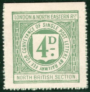 GB Scotland LNER RAILWAY KGV 4d Letter Stamp *NORTH BRITISH SECTION* Mint BRW99