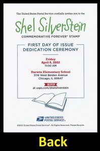 US 5683 Shel Silverstein First Day of Issue Ceremony Invitation 2022