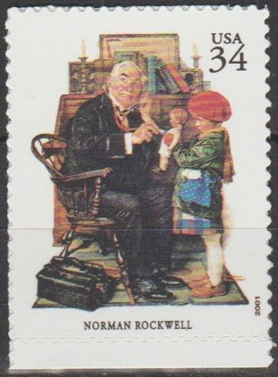 3502-s, Single, American Illustrator- Norman Rockwell, MNH, .34cent.