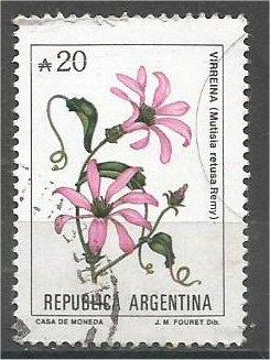 ARGENTINA, 1990, used 20a, Flowers, Scott 1684