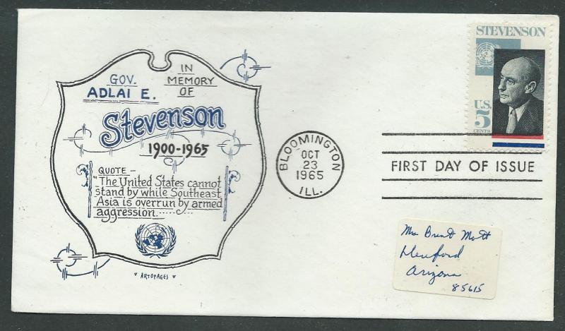 U S Scott 1275  Artopages FDC Adlai Stevenson