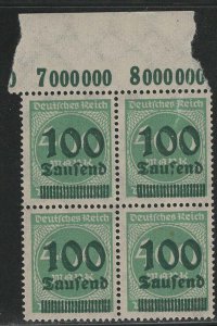 Germany Reich Scott # 254, mint nh, b/4, variation flat press print