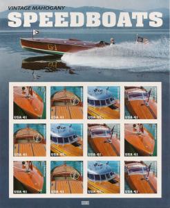 US 4160-4163 4163a Speedboats 41c sheet (12 stamps) MNH 2007