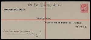 NEW SOUTH WALES Registered Official Envelope 1891 Centennial QV 6d OS SPECIMEN.