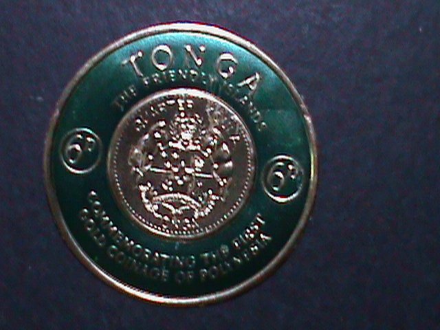 ​TONGA 1963 SC#130 EMBROSSED GOLD FOILD QUEEN SALOTE GOLD COIN MINT VERY FINE