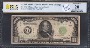U.S.  $1000 FR. 2212-G 1934A PCGS 20 (52623)