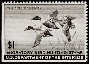 United States Hunting Permit Stamp Scott RW12 (1945) Mint NH DG F, CV $100.00 C