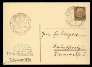 Germany  1936 Berlin Stamp Collectors Private Postal Card Cover Advertisi G99231