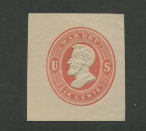 1875 United States Postal Stationary #UO58 Mint Cut Square