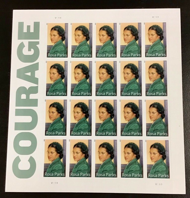 4742   Rosa Parks, Civil Rights.   Sheet of 20  Forever stamps.  Issued in 2013.