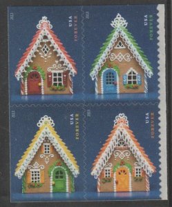 4817-20, BLK of 4. Gingerbread Houses, MNH, Forever.