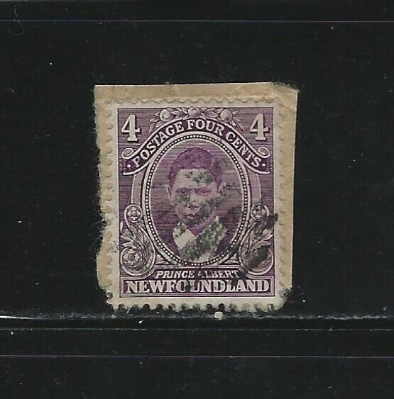 NEWFOUNDLAND - #107 - 4c PRINCE ALBERT USED STAMP ON PIECE 