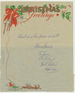 KUT (FORT PORTAL) TO UK 1952 AIR LETTER, XMAS GREETINGS,  50c RATE (SEE BELOW)