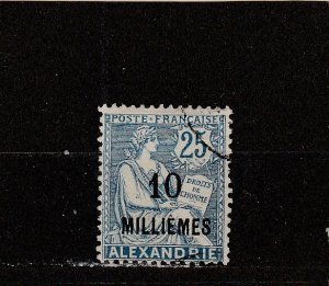 French Offices in Egypt (Alexandria)  Scott#  54  Used  (1921 Surcharged)