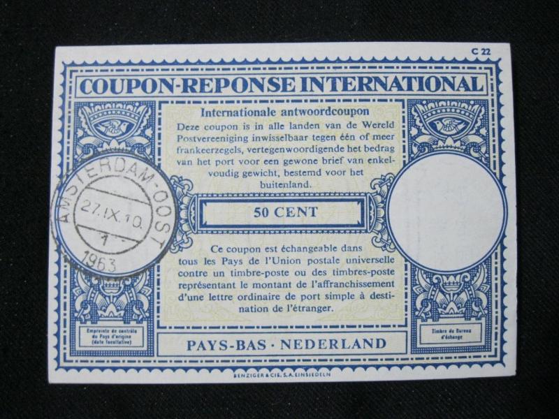 NETHERLANDS INTERNATIONAL REPLY COUPON USED