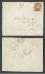 Canada-cover #3233 - 3c Small Queen-fancy cancel-Oxford County-Kintore,Ont-Oc 22