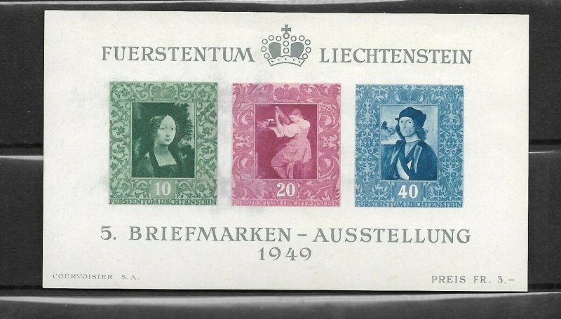 Liechtenstein Scott #238 mint never hinged 1949 Portrait Souvenir Sheet of 3, og