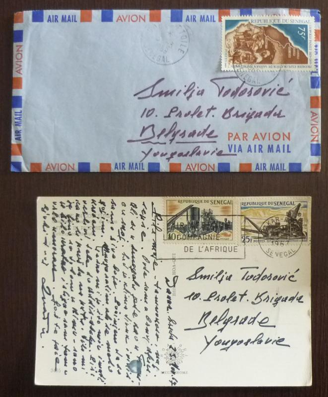 SENEGAL TO YUGOSLAVIA - 2 AIRMAIL COVERS! africa serbia J3