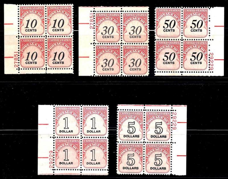 J88-J101 Mint,OG,NH... 13 Plate Blocks... SCV $68.50... XF+