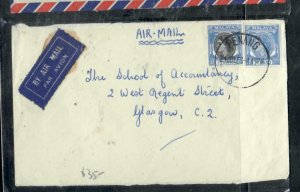 MALAYA PENANG  COVER (P3008B) 1956 QEII 20C50C    PENANG TO SCOTLAND 