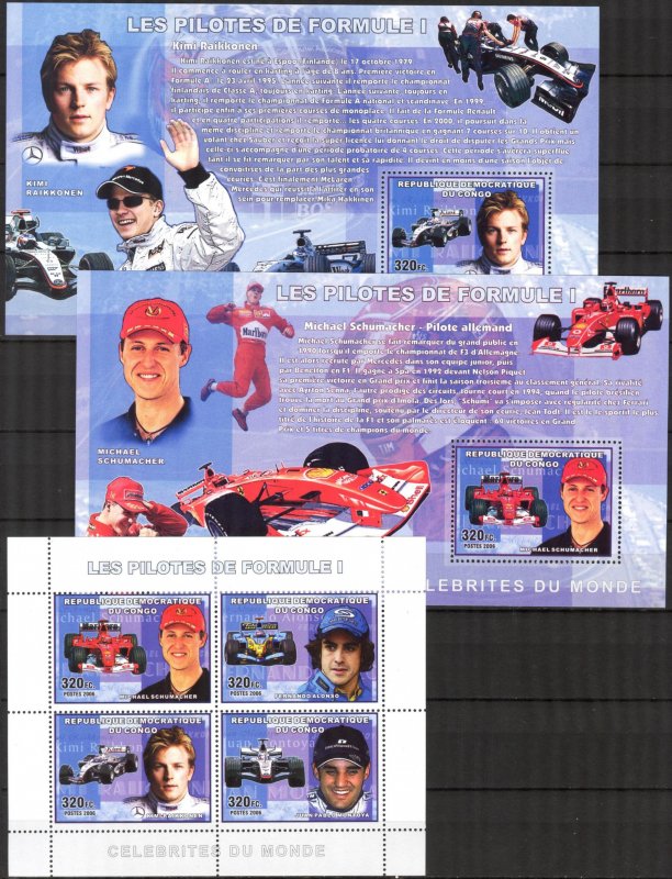 Congo 2006 Formula -1 Pilots sheet+ 4 S/S MNH 2 scans