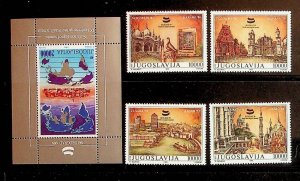 YUGOSLAVIA Sc 1980-84 NH SET+S/S OF 1989 - HISTORICAL PLACES - (AO23)