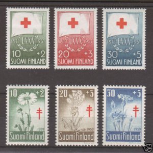 Finland Sc B145/156 MNH. 1957 Red Cross &1959 Tuberculosis, 2 cplt sets