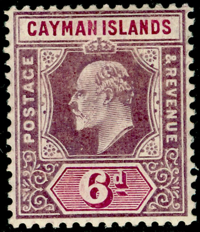 CAYMAN ISLANDS SG30a, 6d dull & brt purple, LH MINT. Cat £32.