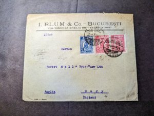 1924 Romania Cover Bucharest to Bury England Robert Hall and Sons