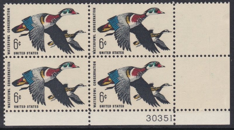 1362 Waterfowl Conservation Plate Block MNH