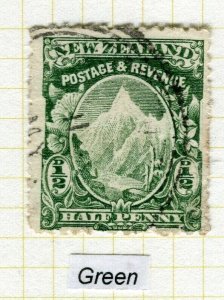NEW ZEALAND; 1907-08 Wmk. series Perf. 14x13 fine used Shade of 1/2d.