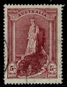 AUSTRALIA GVI SG176a, 5s claret, FINE USED. THIN PAPER