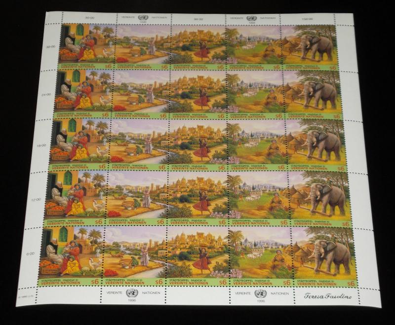 U.N.VIENNA #204a, 1996, CITY SUMMIT SHEET OF 25, MNH, NICE!! LQQK!!!