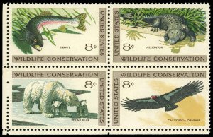 US Sc 1427-30 VF/MNH Se Tenant Block - 1971 8¢ Wildlife Conservation- P.O. Fresh