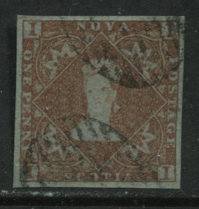 Nova Scotia 1853 1d red brown choice VF used