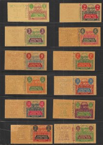 Ohio, Set of 12 Different Pre Paid Sales Tax Revenue Stamps