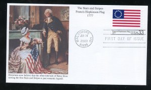 US 3403e Stars and Stripes - Francis Hopkinson 1777 UA Mystic cachet FDC