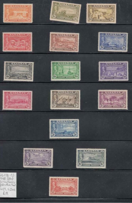 BAHAMAS # 178-193 VF-MLH KGV1 ISSUES TO £1 COMPLETE